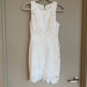 ASTR the Label White Floral Applique Lace Dress (Small)
